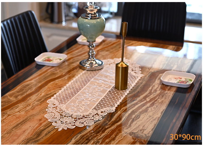 Japonês e coreano todo branco solúvel em água mesa de renda bandeira almofada de mesa de chá pano moderno oco para fora tv_voghion.com