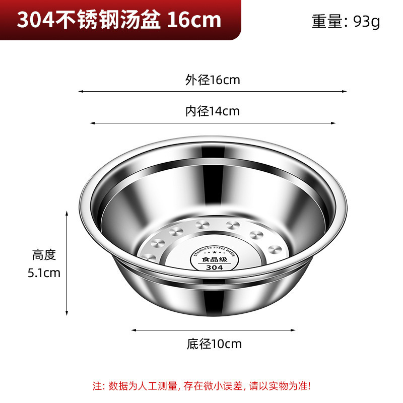 [Extra Thick Type-2 Pack] 304 Stainless Steel Basin 16CM