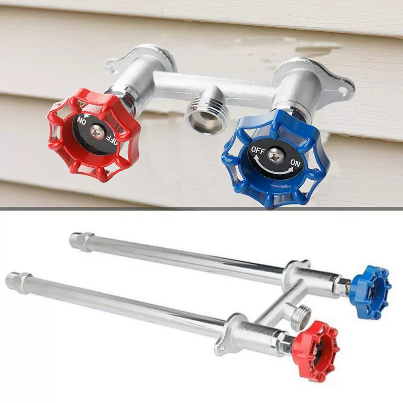 跨境热销户外无霜水龙头冷热防冻阀围兜软管围嘴壁装消防栓12寸