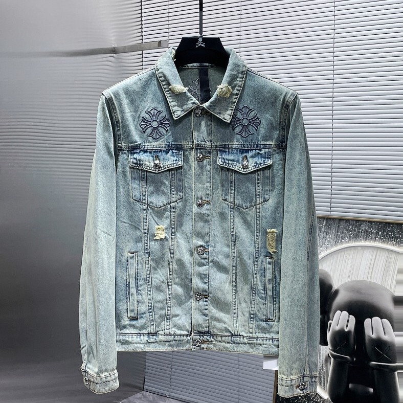 Cross-Border High-End Custom Version Heavy-Duty Material Klorin Denim Jacket Embroidered Punk Trendy Versatile Clothing