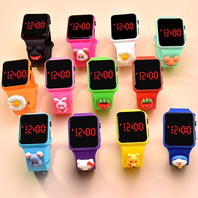 Hot new children Square doll led electronic watch sports touch waterproof cartoon LED electronic hand ring watch