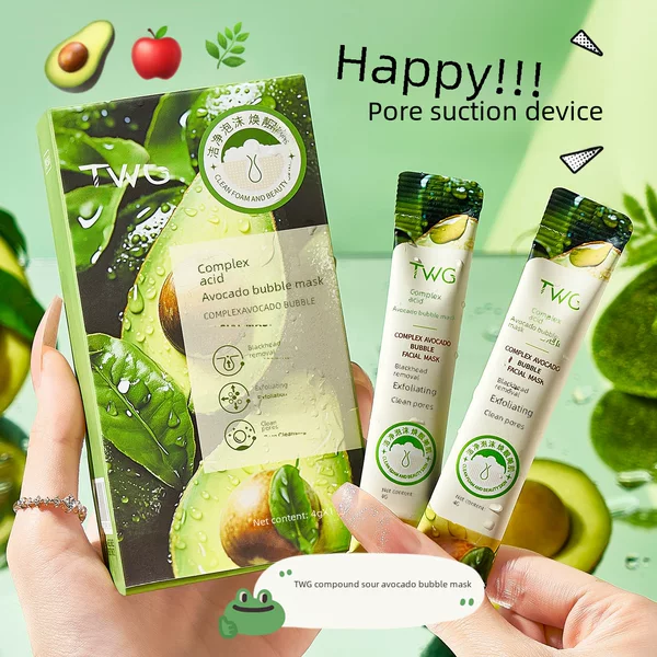 TWG compound sour avocado bubble mask facial pore cleaning automatic foaming apply avocado instant noodles