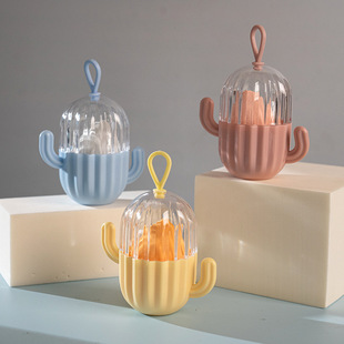 Unique cactus shape beauty makeup egg storage box small rubber band box jewelry packaging shell powder puff storage box
