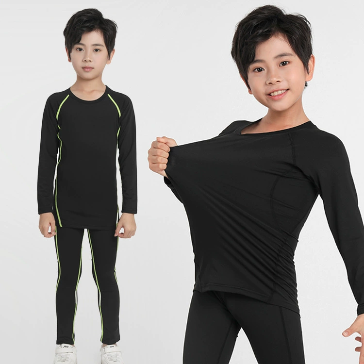 Детские колготки тренировочная одежда баскетбольный костюм осенне-зимний бег с длинным рукавом Спорт Футбол внутренняя основа быстросохнущая