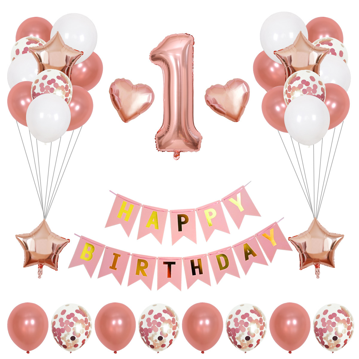 Globo digital Globo de cumpleaños Venta al por mayor transfronteriza Fiesta de cumpleaños Decoración Escena de decoración Globo de película de aluminio de oro rosa