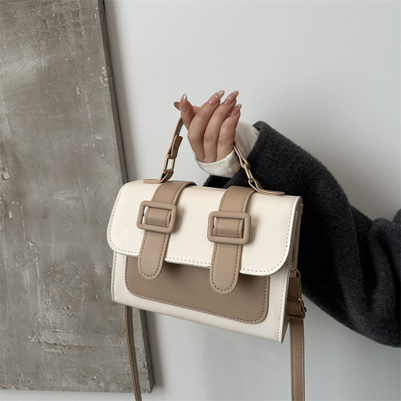 冬季高级感撞色单肩包手提女士包包气质斜跨质感手提小方包女包