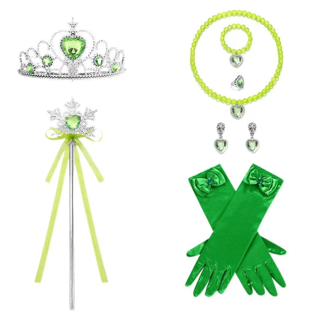 Comercio exterior niña sirena princesa vestido guantes Aisha princesa corona cetro Halloween sirena princesa corona