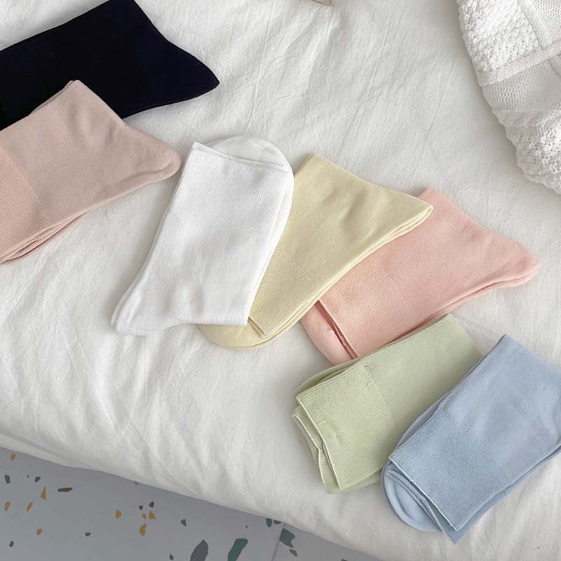 50g Weight Socks Classification Socks Lingerie Type Cotton Fabric Type A Pair Quantity Daily, Shopping Occasion Solid Color Pattern All Seasons Season Women's Gender Korean Style Style Women's Korean Style Solid Color Cotton Crew Socks A Pair 13