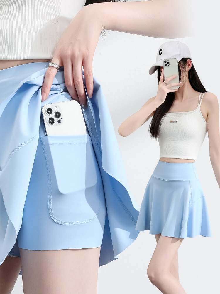 White sports summer tennis skirt for yoga