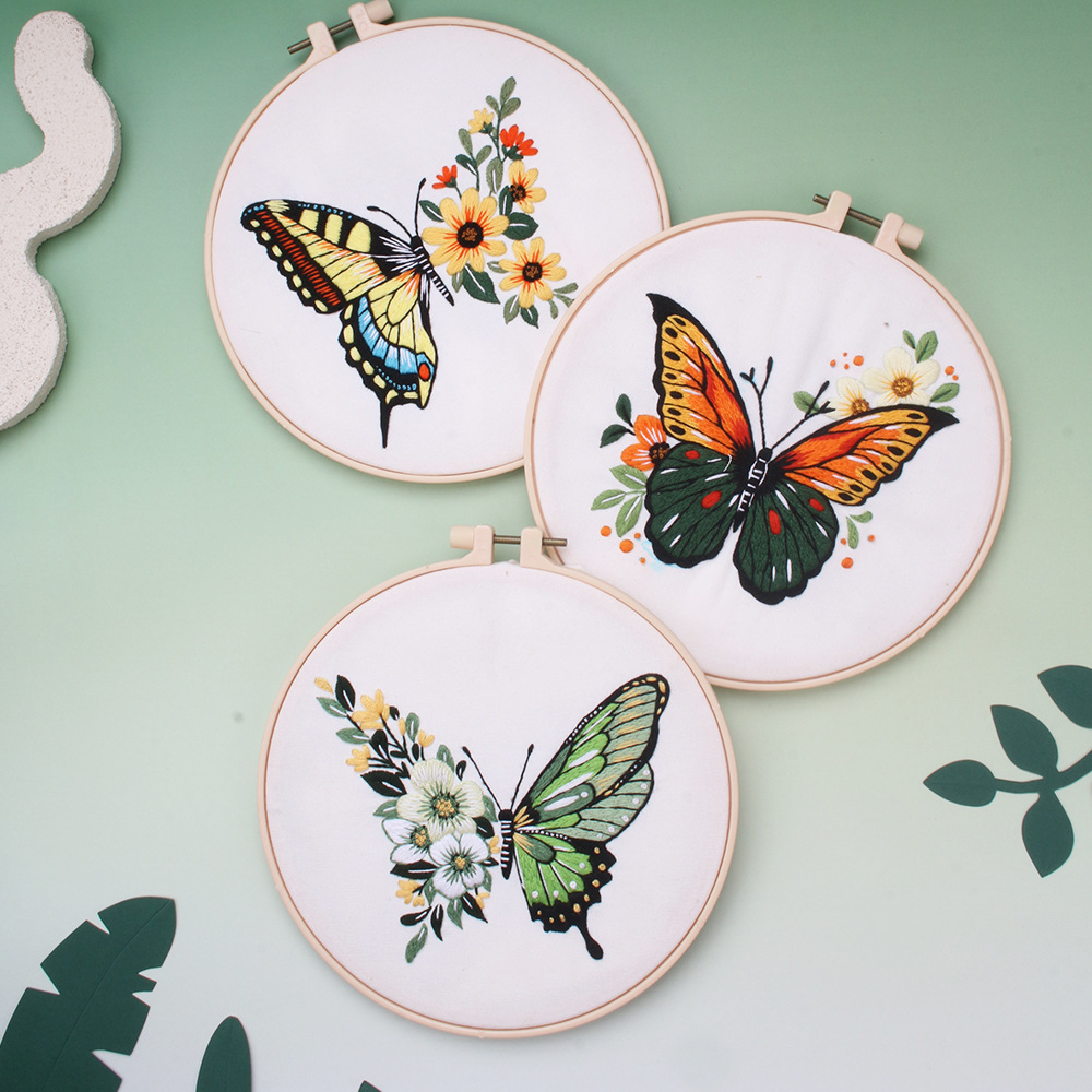 Transfronterizo inglés paquete de material de bordado diy kit mariposa fresca paquete de material de bordado manual