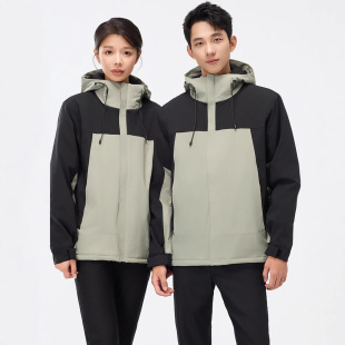 Men's and women's 2024 spring and autumn new waterproof windproof warm outdoor jacket mountaineering color matching solid color