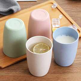 圆形菱形小麦秸秆漱口杯成人儿童杯广告LOGO印刷旅行牙刷杯水杯