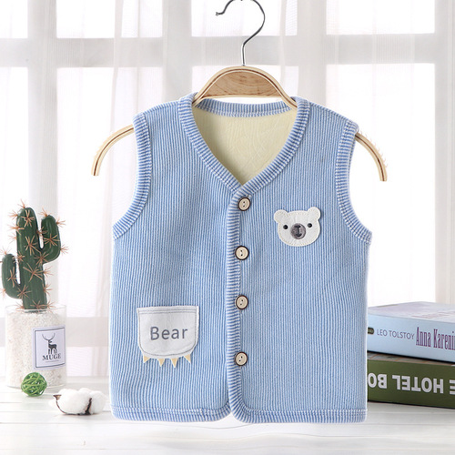 Children's vest, unisex backless top for girls, innerwear for autumn and winter babies, warm lapels for boys, outerwear, thick warm vest