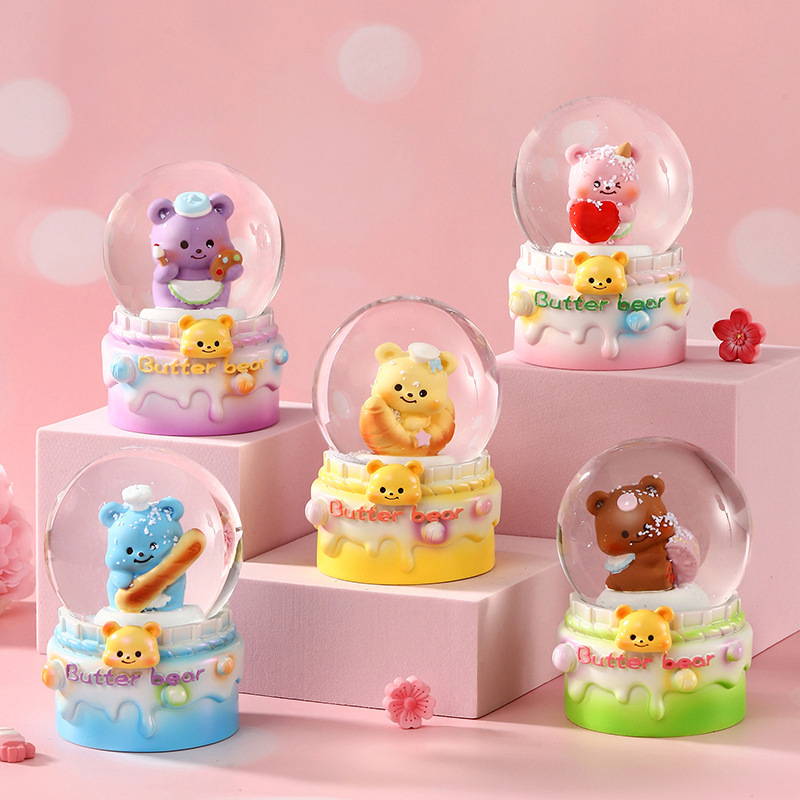 New cartoon star rabbit basket crystal ball luminous glass ball resin decoration girl heart children's toys wholesale