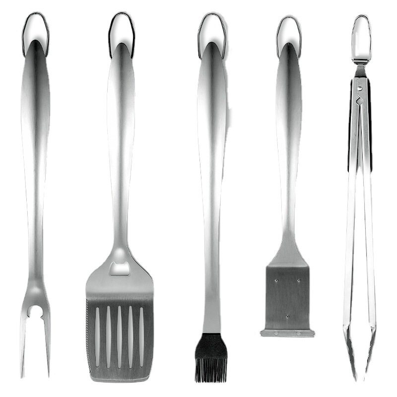 Exportación Amazon acero inoxidable resistente herramientas de barbacoa traje al aire libre camping tenedor pala clip cepillo accesorios utensilios de barbacoa