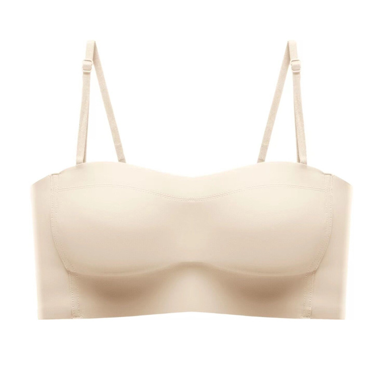 6001 brillante media taza sin tirantes tubo superior ropa interior cómoda de las mujeres sin hilos transpirable taza delgada soporte superior empuja hacia arriba el sujetador