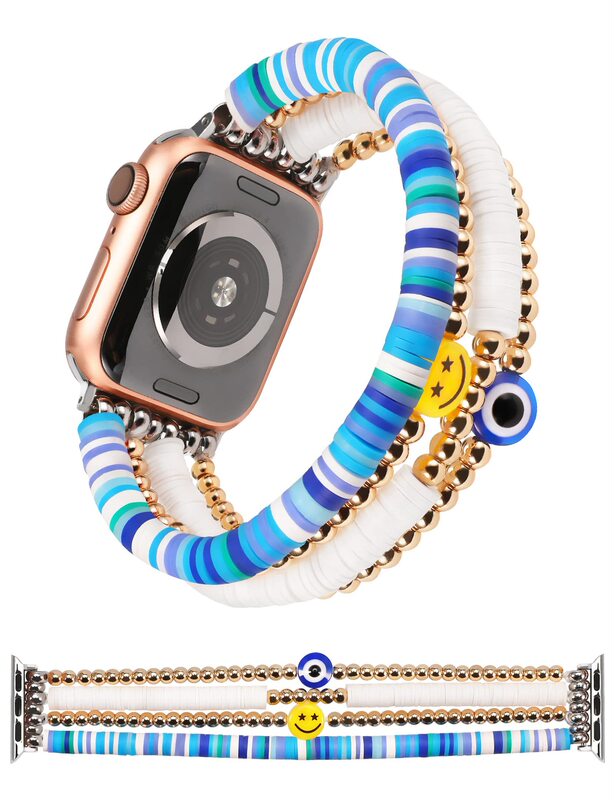 アップルのapple watchの腕時計の女性のかわいいファッションの多彩な弾力性の夏のビーチのビーズのブレスレットを適用します。|undefined
