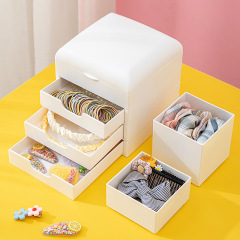 Tabletop plastic mini drawer-style storage cabinet with divided transparent lid hair clip hair pin hair tie hair accessory storage box