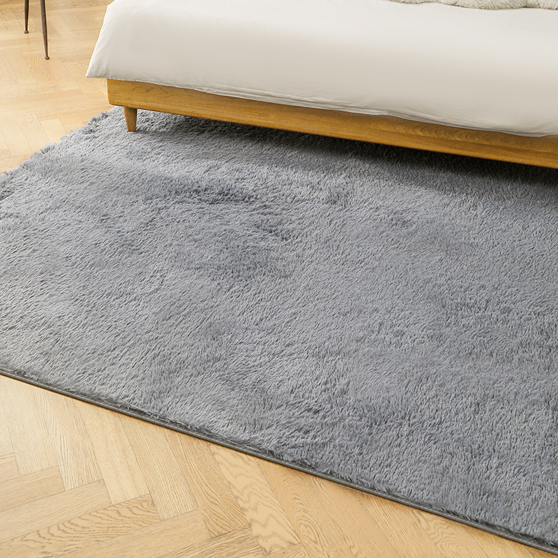 Fábrica al por mayor de lana larga alfombra tie-dyed degradado de color engrosada alfombra de cifrado sala de estar dormitorio mesita de noche alfombra manta de noche