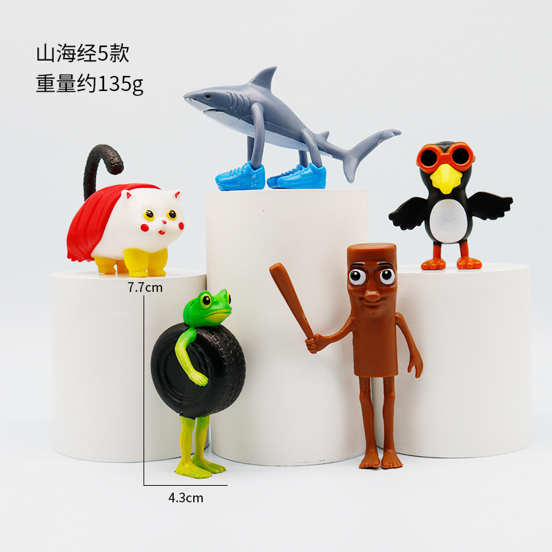 国境を越えた外国の熱梗山海経の珍しいキャラクターの木の棒人はすべて悪辣で創造的なおもちゃの手で靴を履くサメを作った|undefined