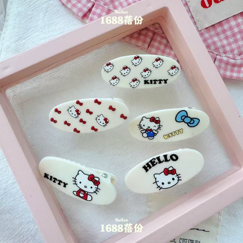 hellokitty发卡可爱甜美珍凯蒂猫椭圆发夹少女刘海侧边夹百搭发饰|undefined