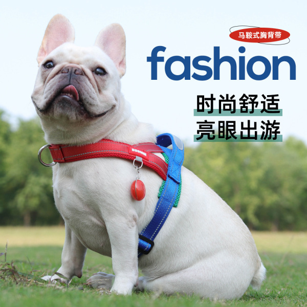 T-shaped pet chest and back dog leash Contrast color dog harness…