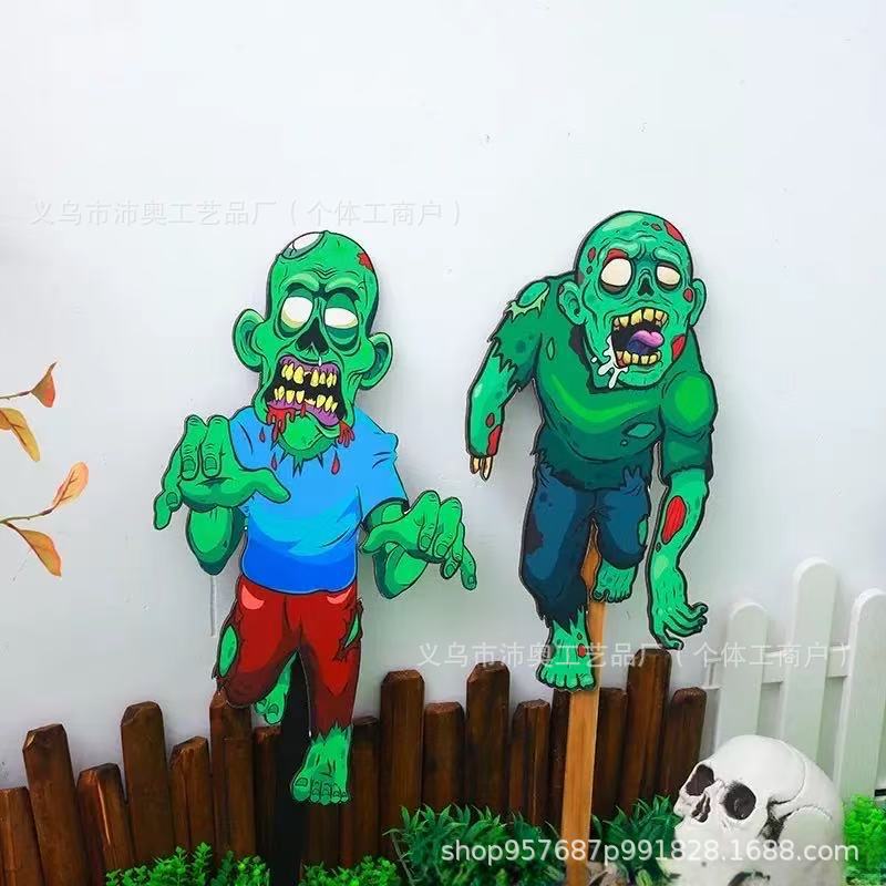 国境を越えた新しいハロウィーンの庭の挿し木植物対ゾンビ漫画の装飾クリエイティブハロウィーン|undefined