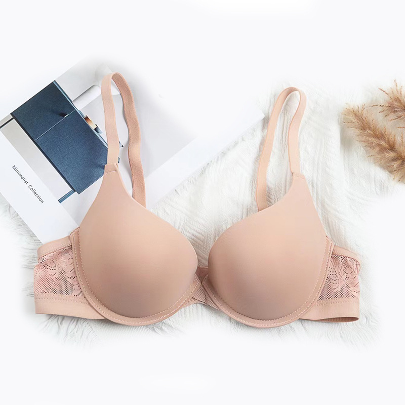 Verano brillante sin marcas sostén de tela de malla de damas respirable soporte profundo V reunido grueso B taza sudeste asiático comercio exterior ropa interior