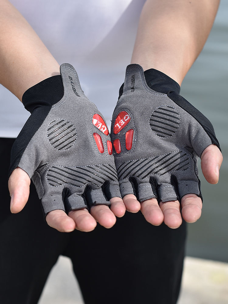 Guantes de ciclismo de medio dedo Guantes de silicona líquida de verano al aire libre Guantes de dedo corto de amortiguación de bicicleta de carretera de montaña