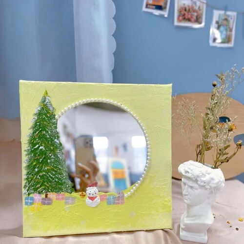 Handmade DIY quartz sand acrylic texture painting Christmas mirror texture painting non-digital oil painting Christmas decoration painting