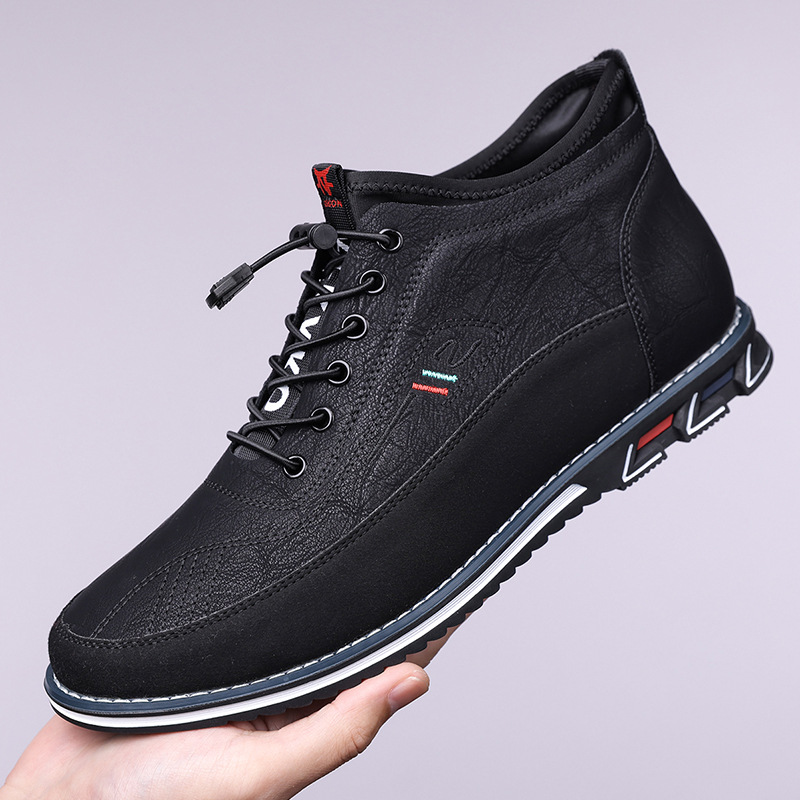 Cross-Border Casual 52 Large Size Men's High-Top Shoes, Fashionable Mid-Calf Men's Boots, Embroidered Slip-On Flat Shoes in Stock