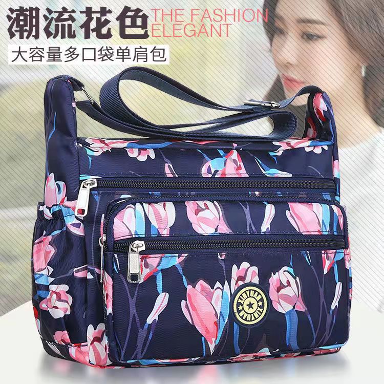 New Style Floral Fabric Bags for Street Vendors, Oxford Cloth Shoulder Crossbody Bags, Practical Middle-Aged Women's Bags, Canvas Backpacks Wholesale