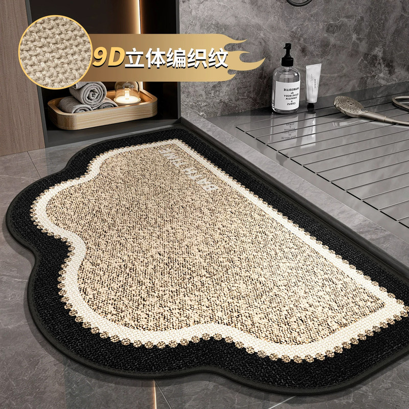 Bathroom floor mat made of linen, absorbent and non-slip, simple geometric design, easy to maintain, anti-fall foot mat for home use Bathroom floor mat made of linen, absorbent and non-slip, simple geometric design, easy to maintain, anti-fall foot mat for home use