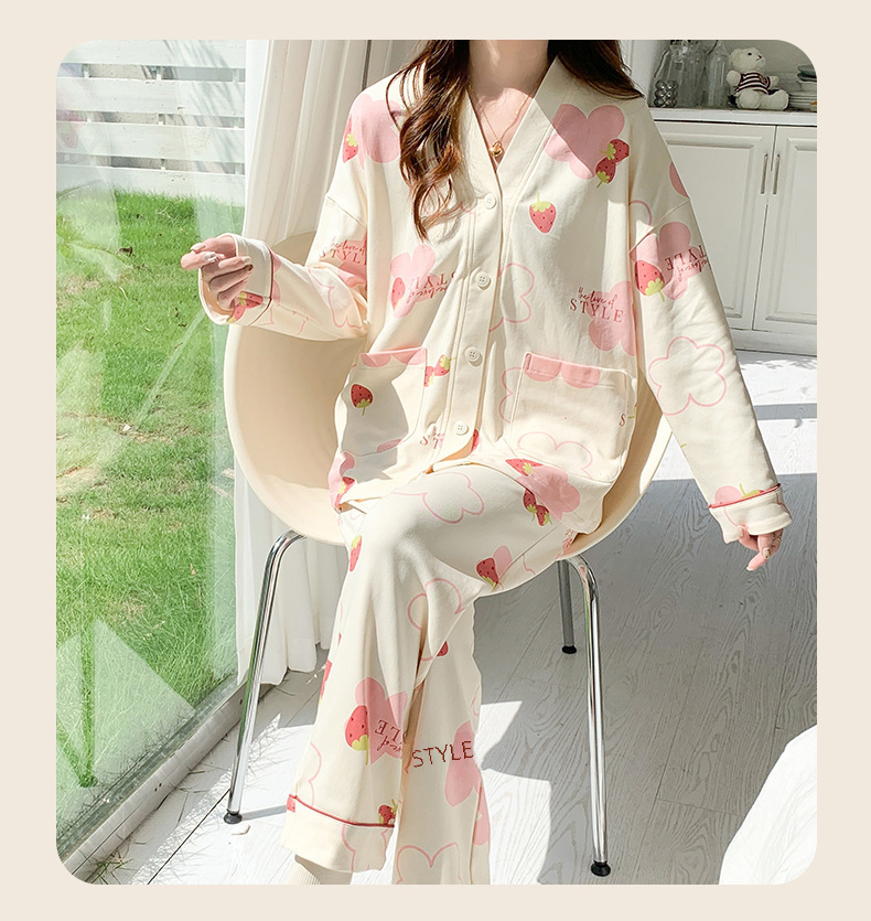 Baumwoll-pyjama-set Für Mädchen Langärmeliges Hausanzug-set Süß_voghion.com