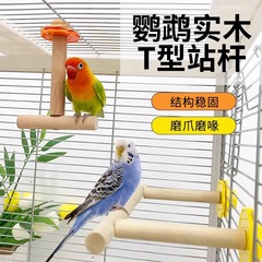 オウムのおもちゃステーションポール T 字型スタンド無垢材ステーションスティック牡丹黒鳳凰インタラクティブ爪研ぎ鳥のおもちゃステーションポール鳥用品