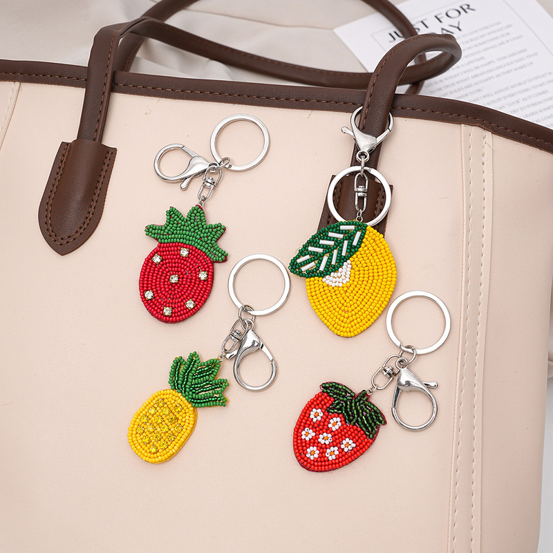Cross-Border Popular Keychain Fruit Series Pendants, High-End Rice Beads Woven Women's Jewelry Accessories Wholesale