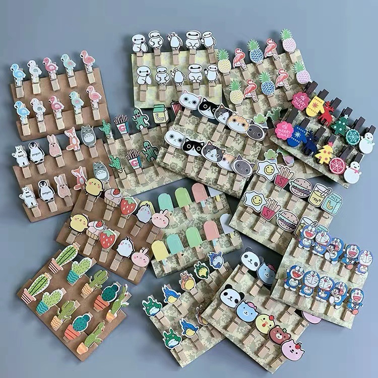 木质小夹子照片夹密封零食收纳留言夹带麻绳便签夹创意卡通手工夹