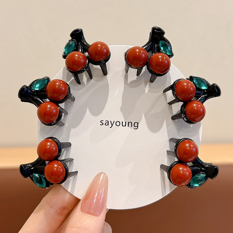 Hermosos clips de pelo de cereza, clips de agarre lateral femenino, clips de cabello de mitad de frente, clips de frangeo, clips de cabello de princesa, clips de tiburón