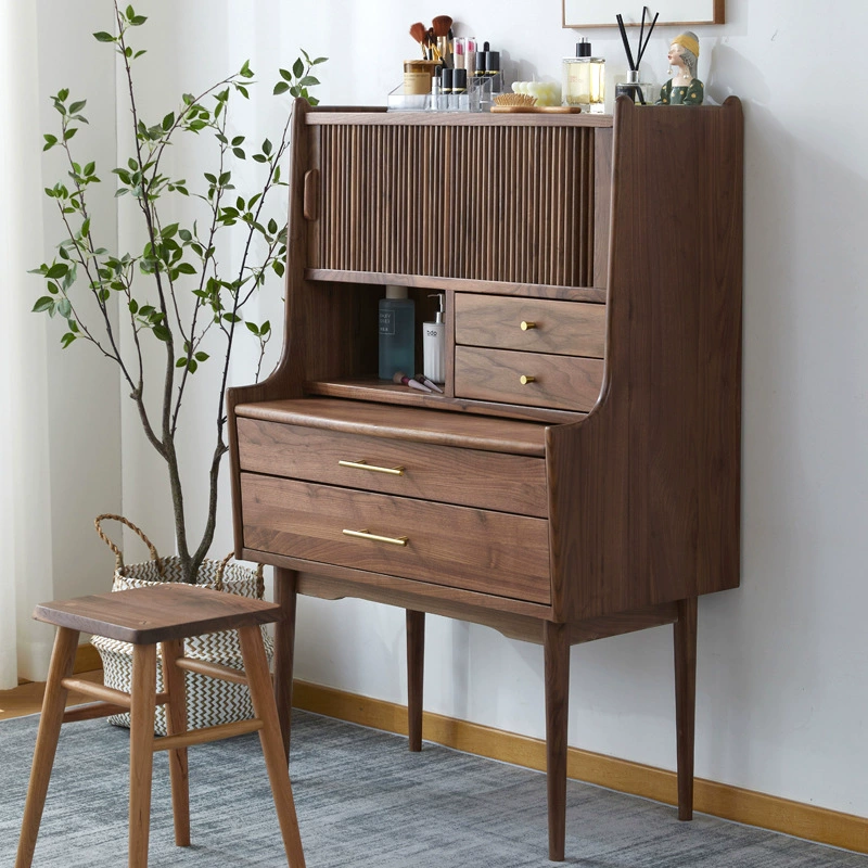 Скандинавский черный орех современный Вишневый макияж стол простой туалетный столик для хранения из белого дуба туалетный столик