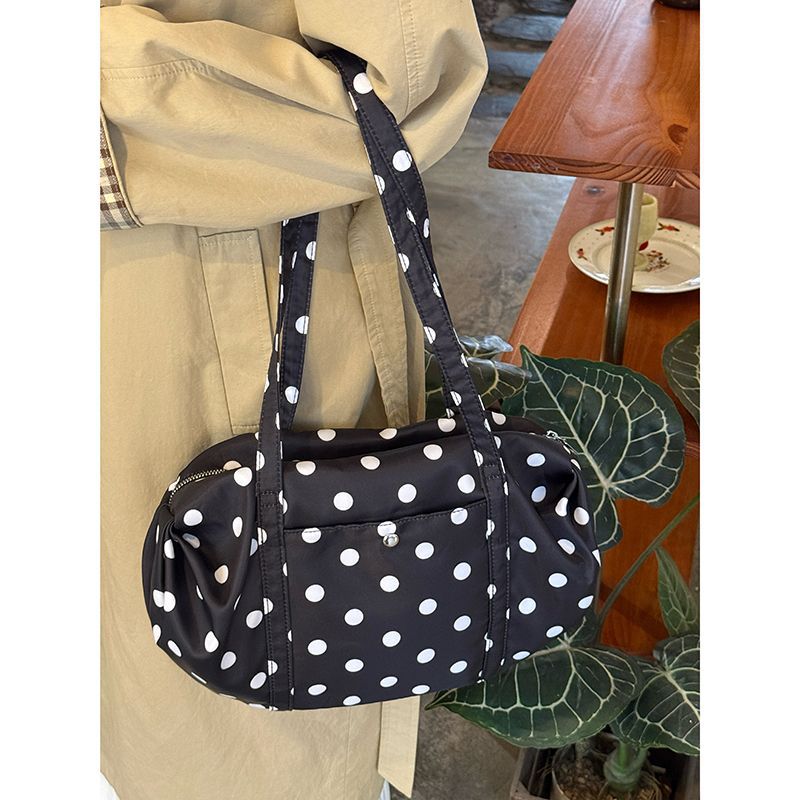 Korean Style Leopard Print Bowling Bag For Women - New Large Capacity Nylon Shoulder Bag, Lightweight Casual Commuter Handbag - Thumbnail 3