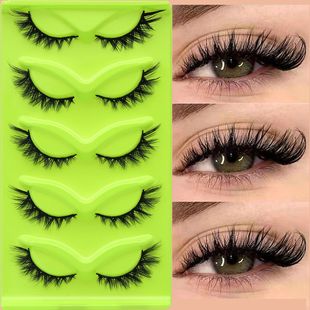 Europe and the United States cross-border oblique fly 5 pairs of fox eye cat eye false eyelashes multi-layer thick one-piece dense curling wholesale
