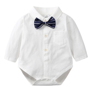 New children's clothing wholesale cotton baby jumpsuit men's baby climbing clothes long sleeve triangle bag fart clothes newborn clothes