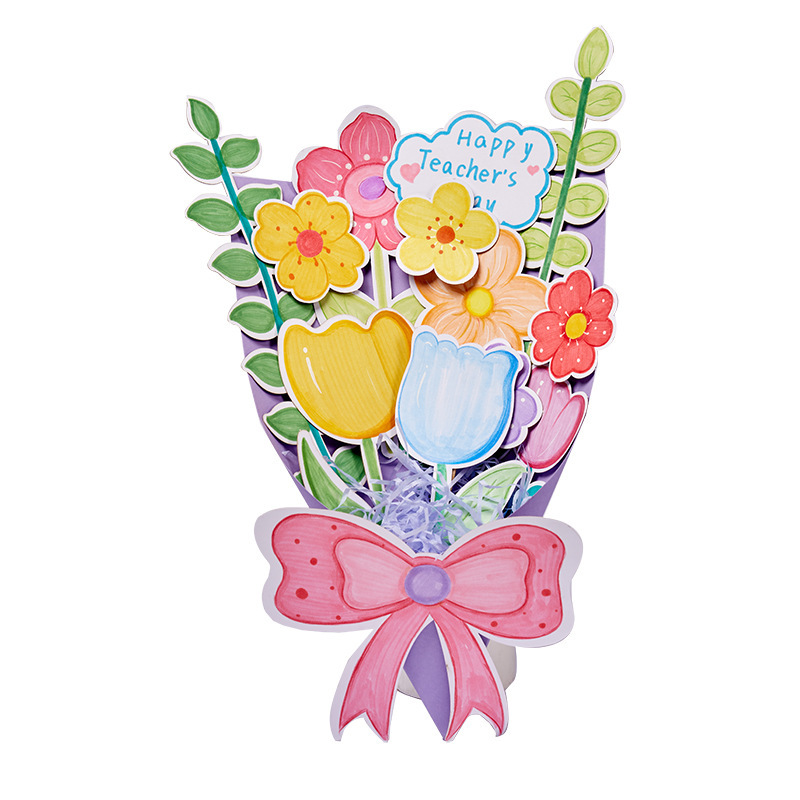 女性の日ギフト 手作りDIY 温かい雰囲気の落書き風花束作成材料パック 幼稚園カード 女神様へ贈る|undefined