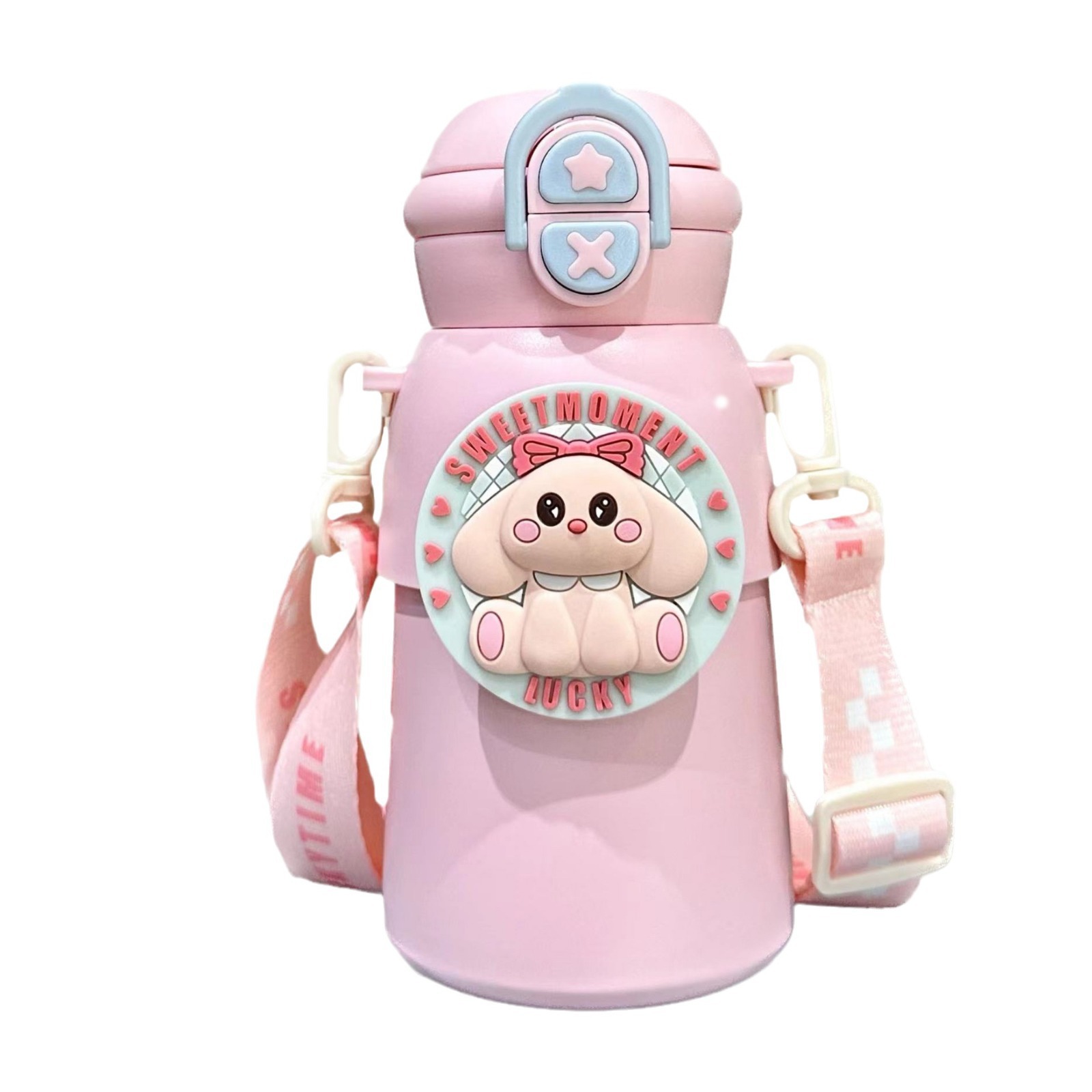 Caricatura de dibujos animados para bebidas de dos tazas de aislamiento térmico para niños 316 tazas de agua de acero inoxidable de grado alimenticio tazas de paja portátiles de alto valor facial