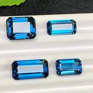 Natural London Blue Crystal Small Octagon 4x6-15x20mm Crystal Clean London Blue Topaz Bare Stone