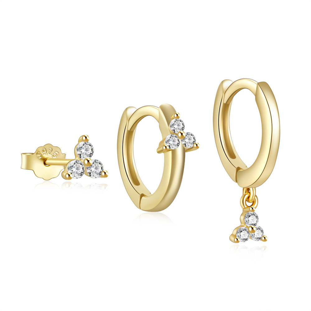 3g Weight Hoop Earrings, Ear Studs Classification 1 Set Quantity Daily Occasion 925 Sterling Silver Material Star, Butterfly Pattern Women's Gender Plating Design Simple Style Style 1 Set 925 Sterling Silver Star Butterfly Hoop Earrings Ear Studs 78