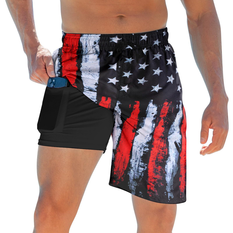 Men's swim trunks with compression lining, pockets, quick-dry, stretchy beach shorts Men's swim trunks with compression lining, pockets, quick-dry, stretchy beach shorts