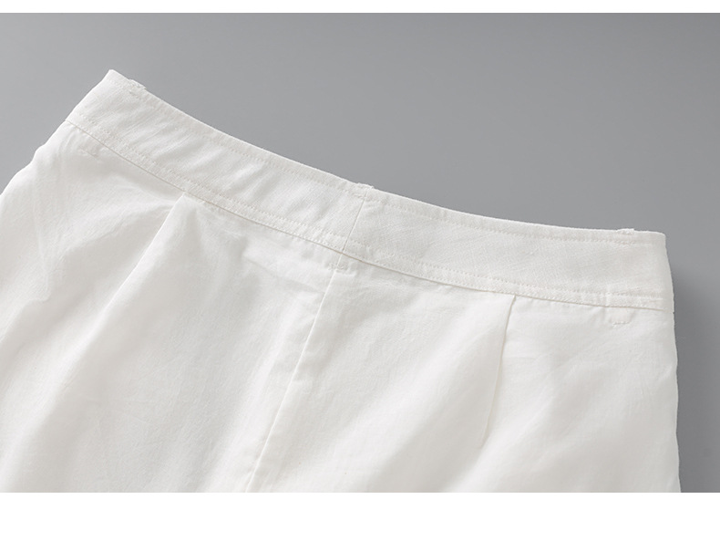 Quần âu ống rộng phong cách tiền cũ vải Tencel linen trắng mùa hè — Màu trắng chi tiết 21