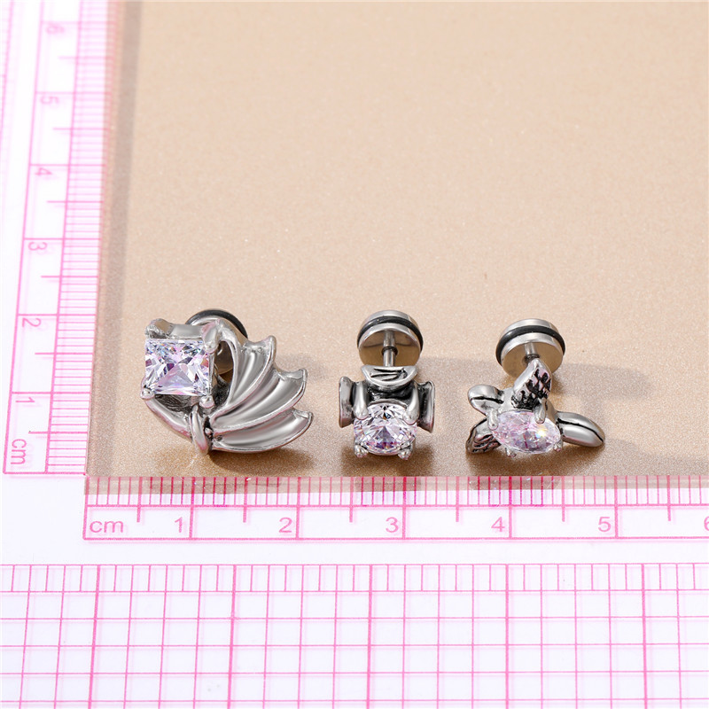 Fashion Geometric Stainless Steel Plating Zircon Earrings 1 Piece