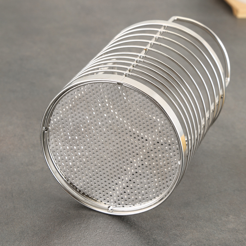 Stainless Steel Kitchen Chopstick Holder, Rotatable Household Chopstick Drainer with Compartments, Round Dining Room Chopstick Container